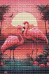 Diamond art flamingoer m/solnedgang 20 x 30 cm