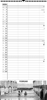 Familiekalender Året Rundt Sort/Hvid Foto 2026