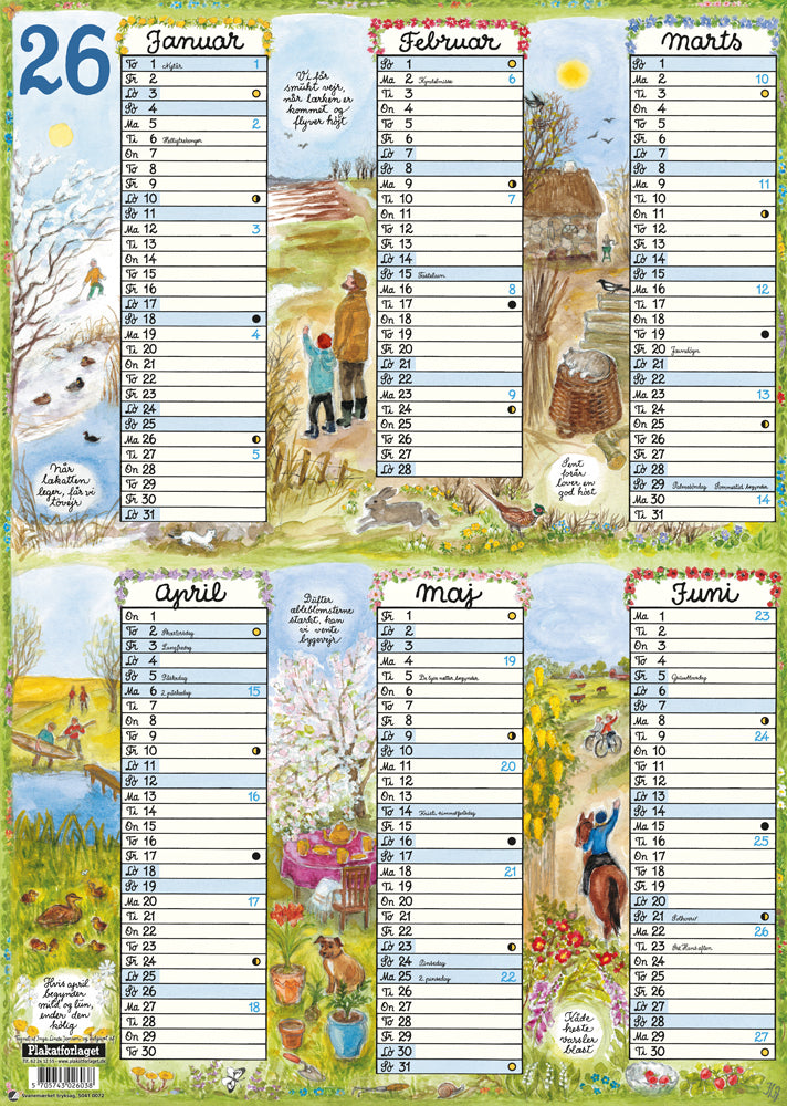 Overblikskalender A3 2026 Karton