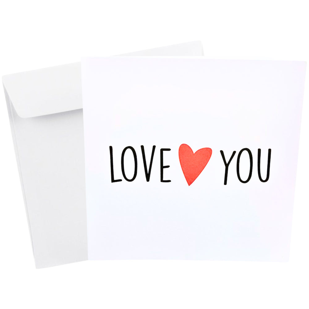 Kort Dobbelt m/konvolut Love You Rødt Hjerte