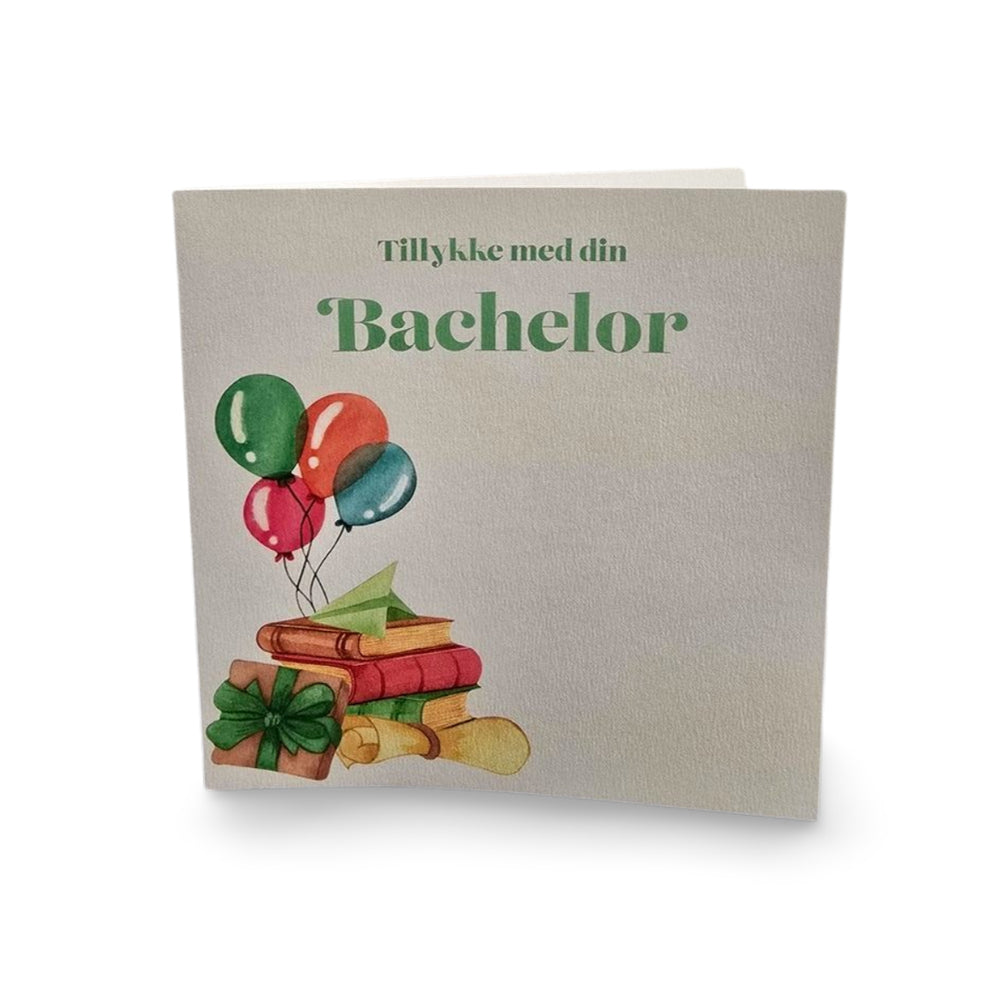 Kort Dobbelt m/konvolut Tillykke Med Din Bachelor