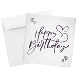 Kort Dobbelt m/konvolut Happy Birthday M/Sølv Folie