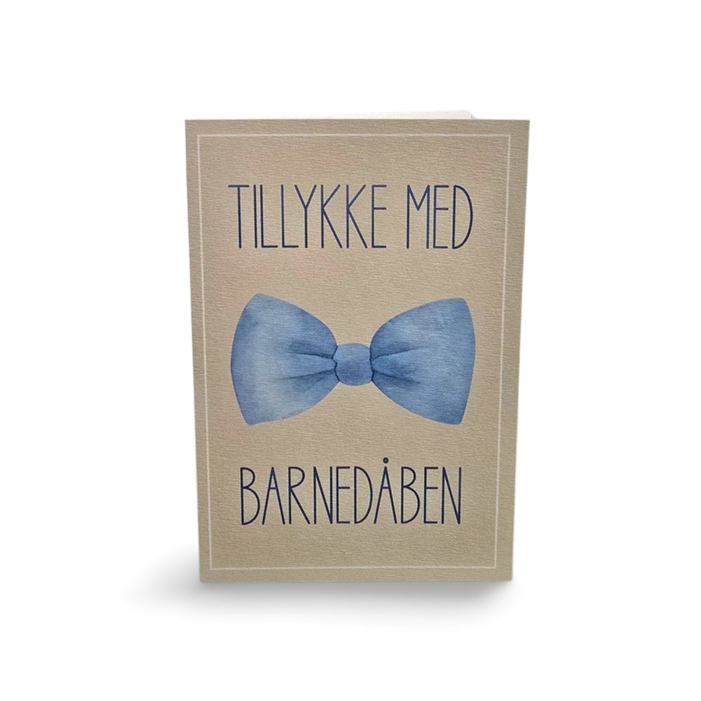 Kort Dobb. m/konvolut Tillykke Med Barnedåben Lyseblå Sløjfe