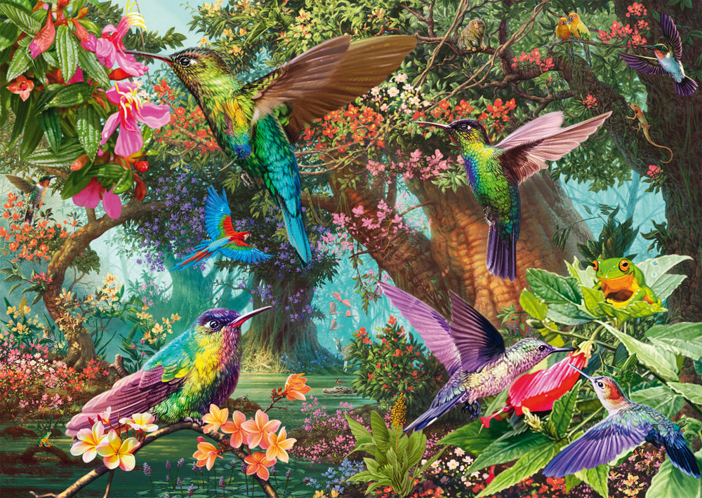 Puslespil Hummingbirds in a burst of colour 1000 brikker