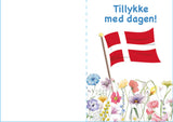 Kort 4/4 m/konvolutter tillykke med dagen/hip hip hurra
