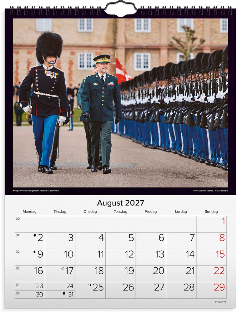 Vægkalender 2027 Mayland 29,5 x 39 cm kongehuset