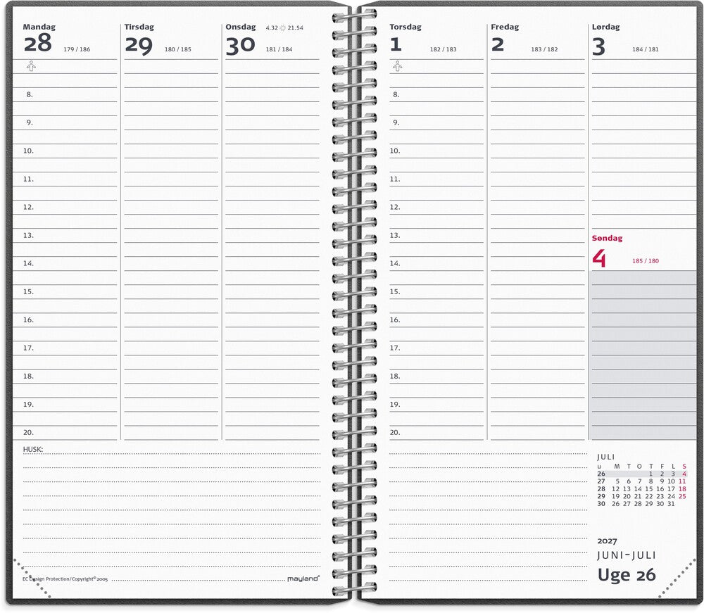 Mayland Lærerkalender 26/27 LILLE UGE HØJFORMAT sort KARTON