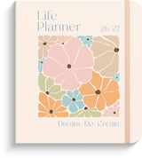 LIFE PLANNER 26/27 MAYLAND PASTEL FLOWERS UGE TVÆRFORMAT