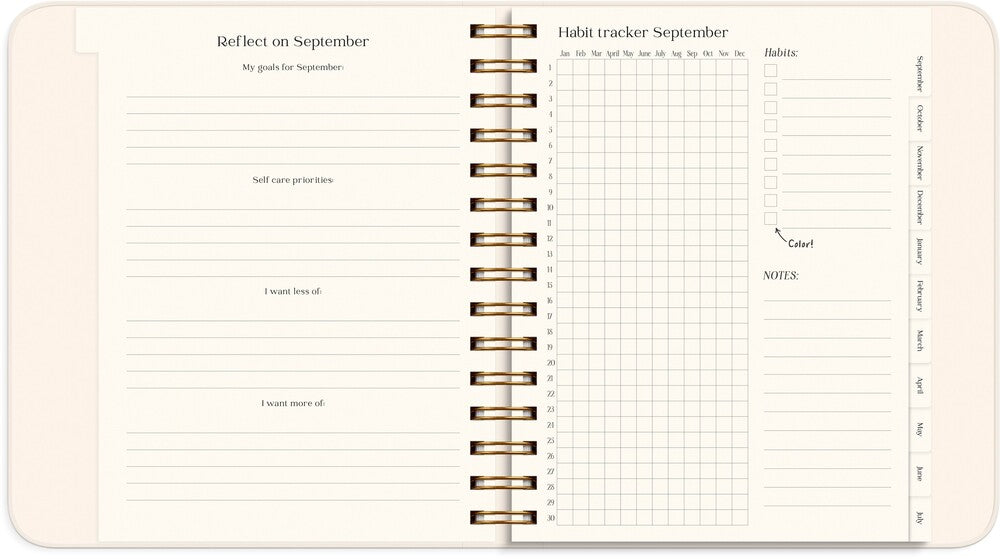 LIFE PLANNER 26/27 MAYLAND PASTEL FLOWERS UGE TVÆRFORMAT
