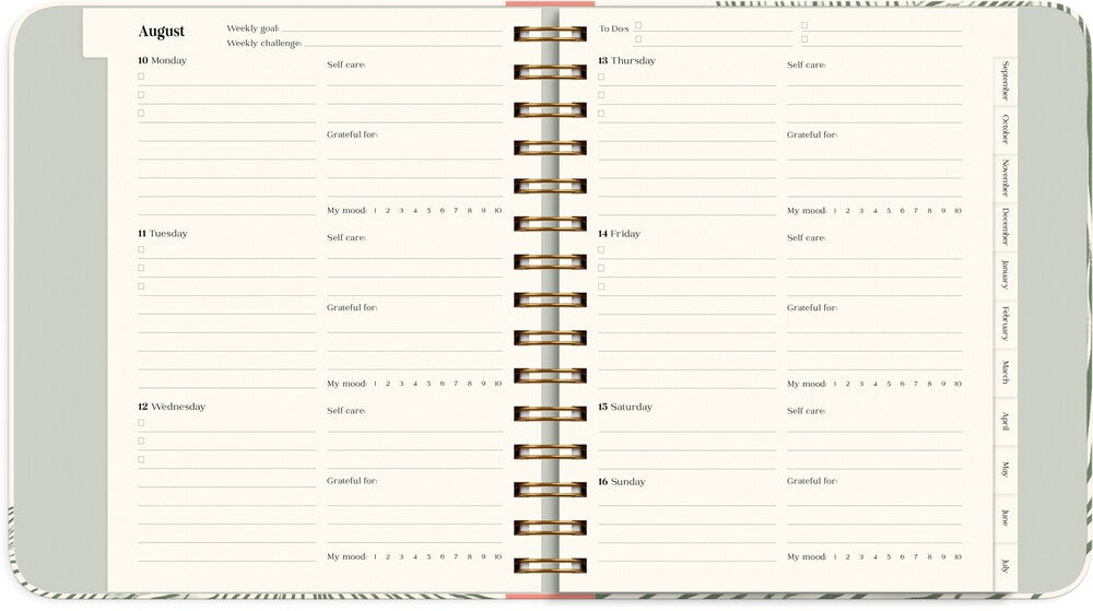 LIFE PLANNER 26/27 MAYLAND DECOR GREEN FLOW UGE TVÆRFORMAT