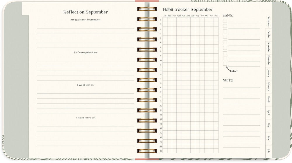 LIFE PLANNER 26/27 MAYLAND DECOR GREEN FLOW UGE TVÆRFORMAT