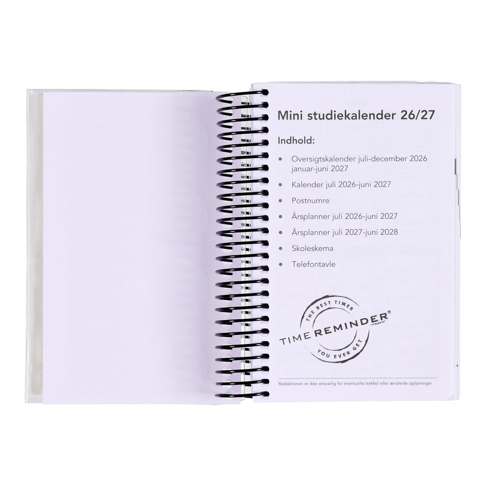 STUDIEKALENDER 2026/27 MINI 2I1 DAG M/KLAP BOGMÆRKE STICKERS