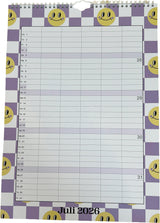 SKOLEFAMILIEKALENDER 2026/27 A3 SMILEY M/TERN I PASTELFARVER