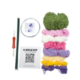 Hækle kit pastel blomster 6 stk i hvid, pink, lilla, grøn