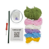 Hækle kit pastel blomster 6 stk blå, pink, hvid, lilla, grøn