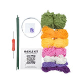 Hækle kit klare farver 6 stk. gul, lilla, orange, rød, grøn
