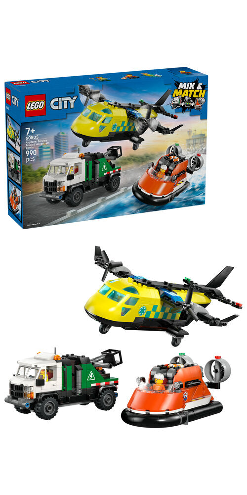 60505 LEGO City Remix – Fly, servicevogn og luftpudebåd
