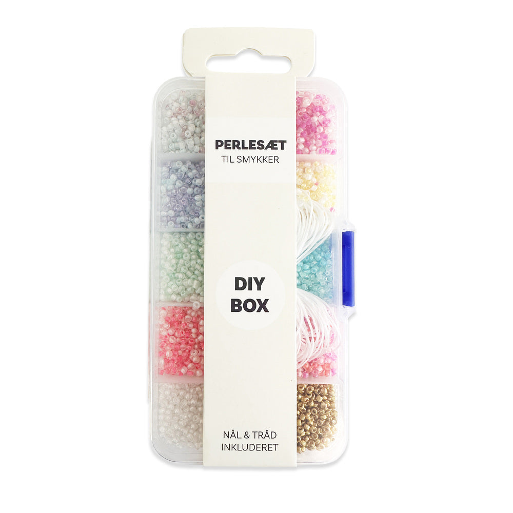 Perler æske pastel ass farver inkl. nål/tråd