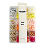 Perler æske trendy orange/gul/pink/guld/bogstav mix nål/tråd