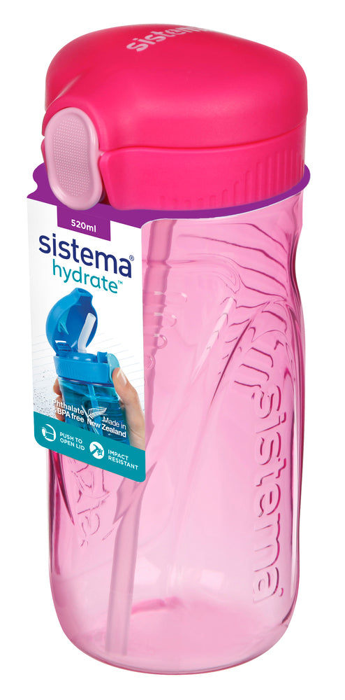 Drikkeflaske Sistema Tritan Quick Flip pink 520ml