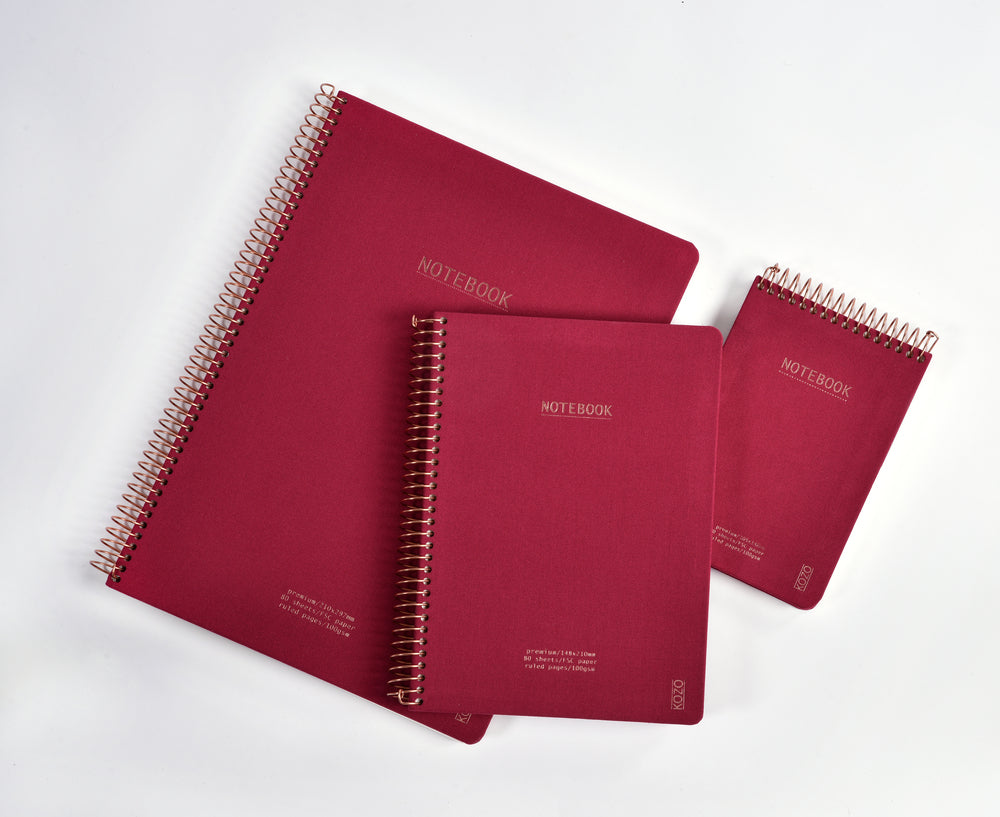 Notesbog KOZO A6 Berry red linjeret