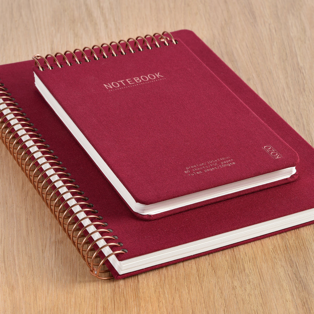 Notesbog KOZO A6 Berry red linjeret