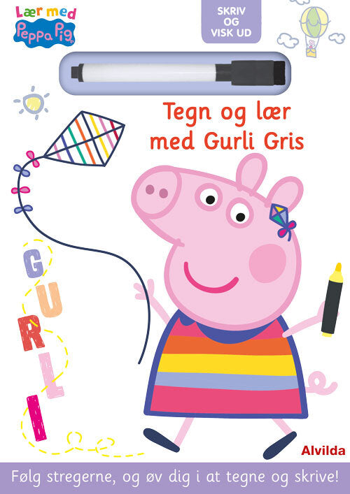 D1 Peppa Pig - Lær med Gurli Gris - Skriv og visk ud - Tegn og lær med Gurli Gris