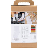Broderi DIY Kit strømper hvide 3 par