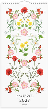 Vægkalender 2027 blomster karton vægophæng Mayland 19x43 cm