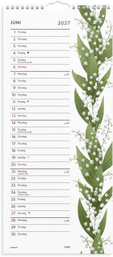 Vægkalender 2027 blomster karton vægophæng Mayland 19x43 cm