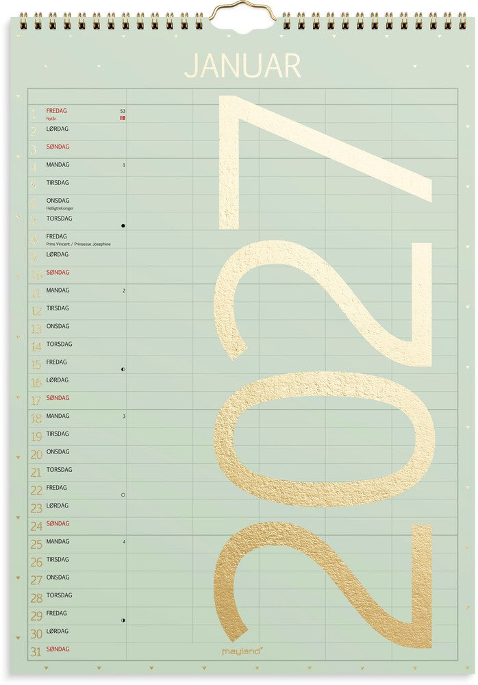 Vægkalender 2027 color 5 personer Mayland 21 x 29,7 cm