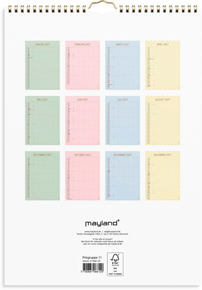 Vægkalender 2027 color 5 personer Mayland 21 x 29,7 cm
