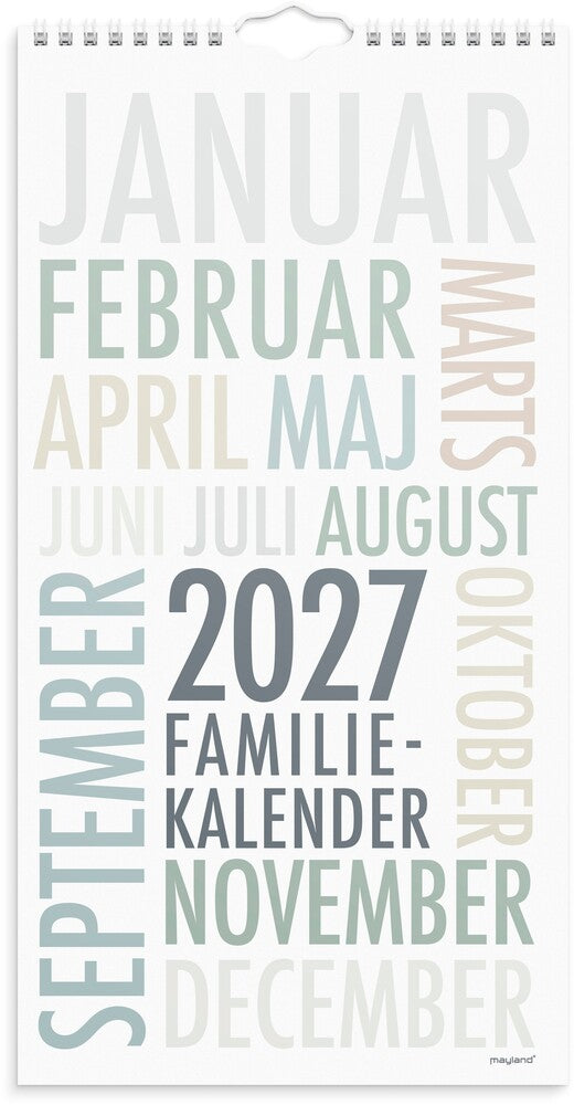 Familiekalender 2027 trendart 6 personer Mayland 22 x 43 cm