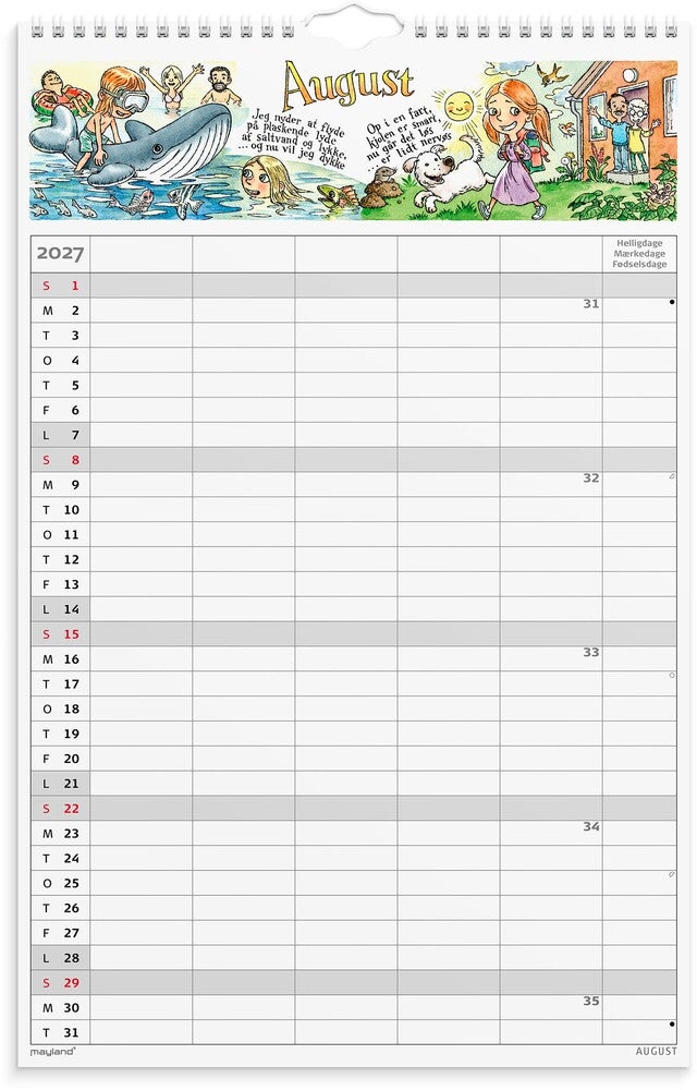 Familiekalender 2027 Otto Dickmeiss A3 m/illu 5 kol Mayland