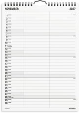 Familiekalender 2027 sort/hvid A4 2 kol Mayland 21 x 29,7 cm