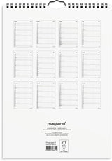 Familiekalender 2027 sort/hvid A4 2 kol Mayland 21 x 29,7 cm