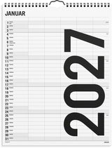 Familiekalender 2027 sort/hvid 5 kol Mayland 29,5 x 39 cm