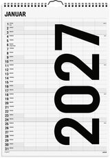 Familiekalender 2027 sort/hvid 7 kol Mayland 43 x 48 cm