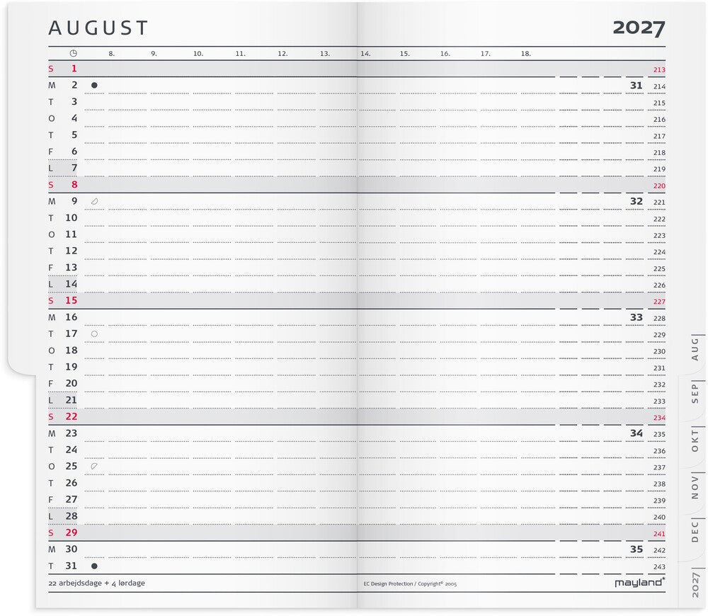 Index planner mini 2027 refill Mayland 8 x 13 cm