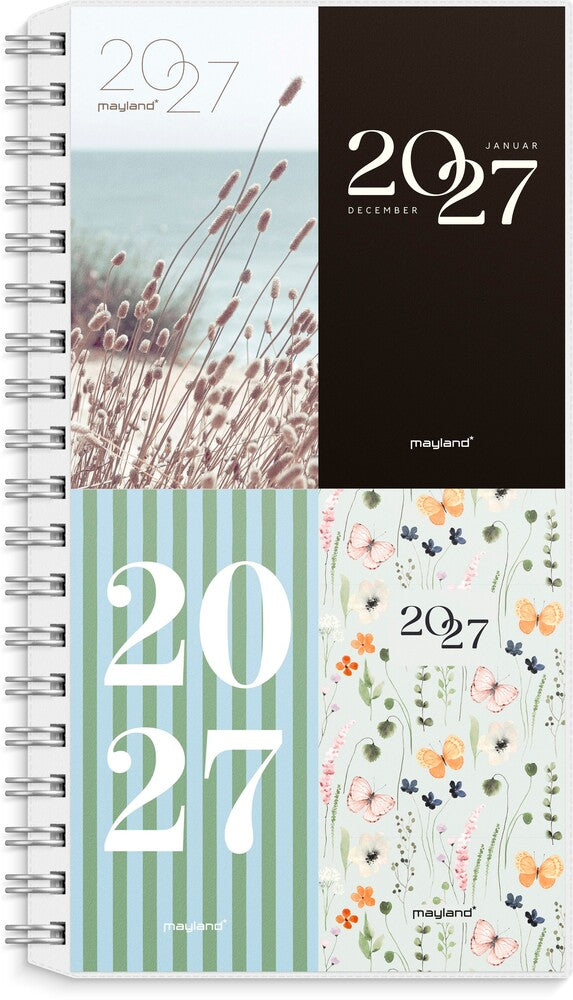 Week planner 2027 uge m/4 illu Mayland højformat 9,5x16,8cm
