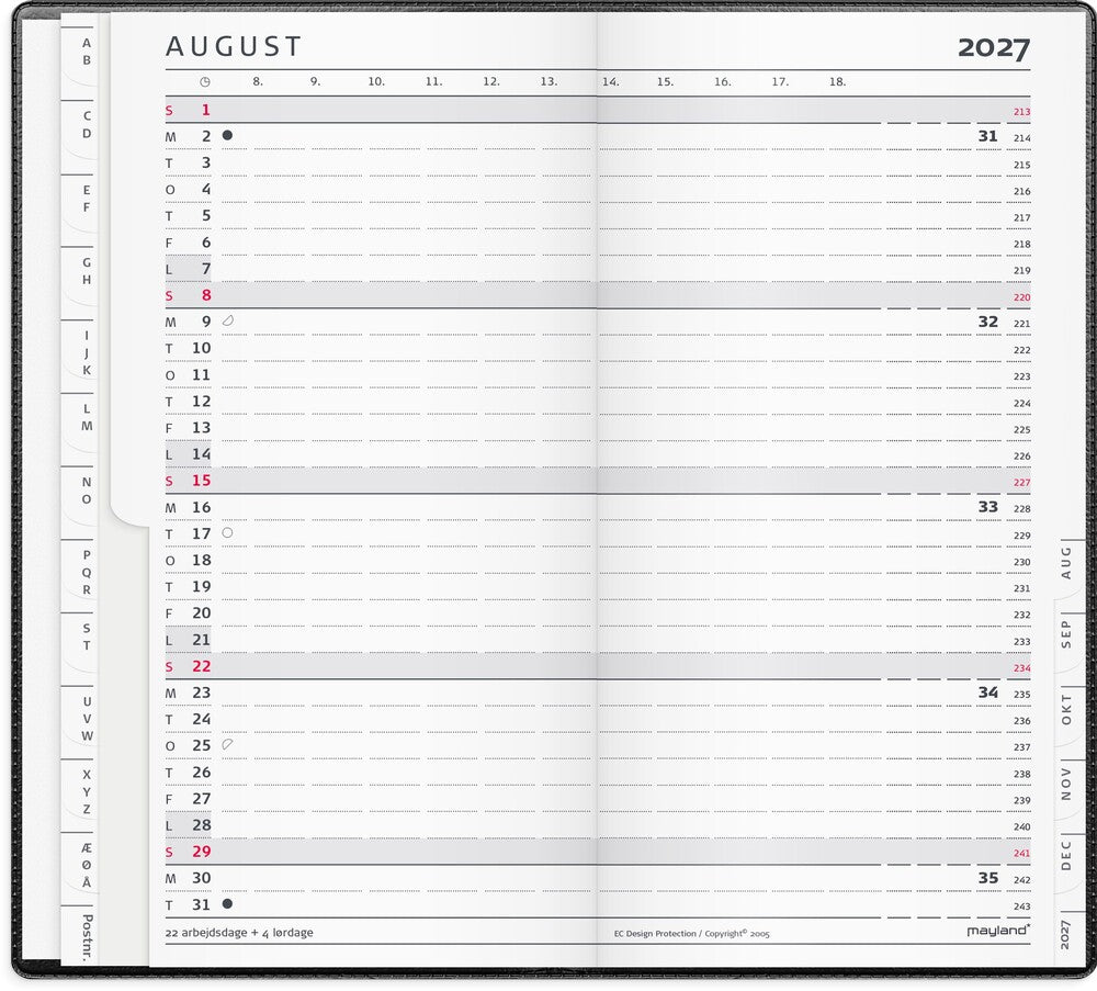 Index planner 2027 måned vinyl sort Mayland 9 x 17 cm