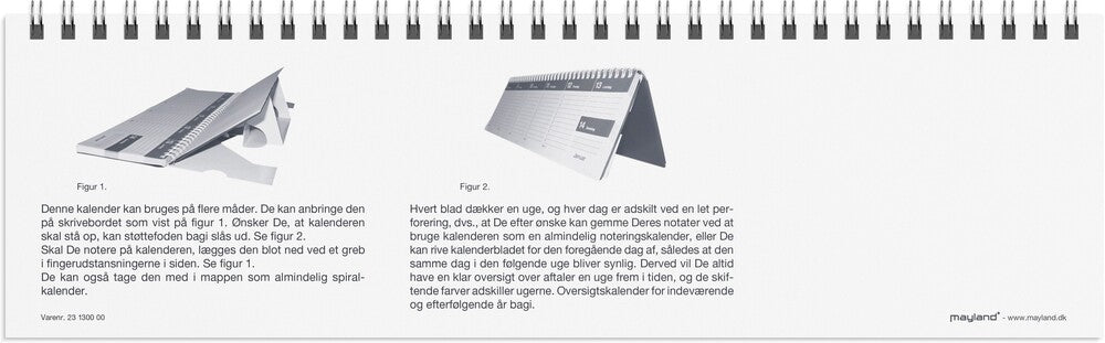 Bordkalender 2027 dag/uge pp grå Mayland 30,5 x 9 cm