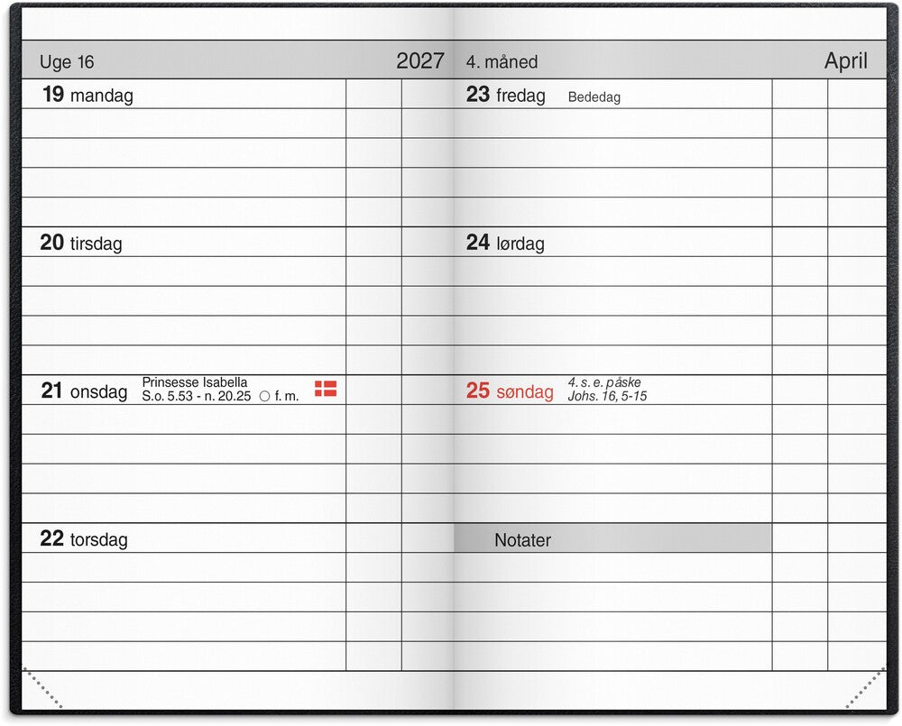 Lommekalender 2027 kunstskind blå Mayland tvær 7 x 10,9 cm