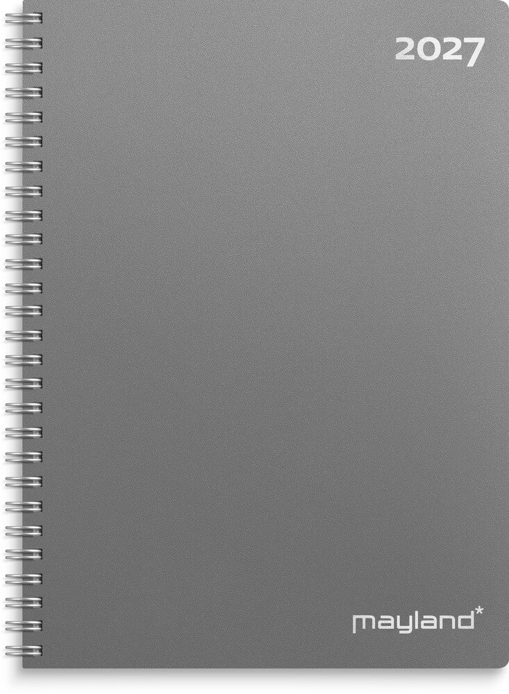 Spiralkalender 2027 uge A5 mørk grå Mayland 14,8 x 21 cm