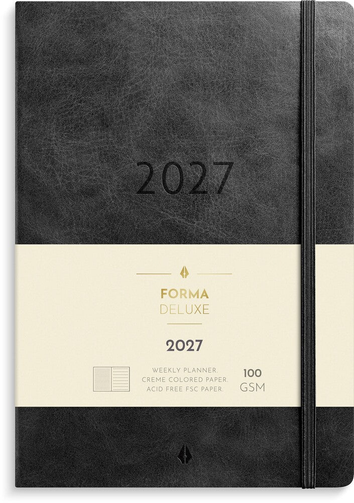 Ugekalender 2027 forma deluxe A5 sort Mayland tvær 14,8x21cm