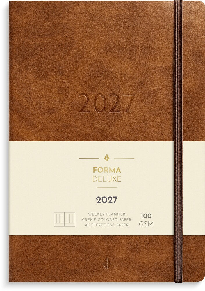 Ugekalender 2027 forma deluxe A5 brun Mayland højf.