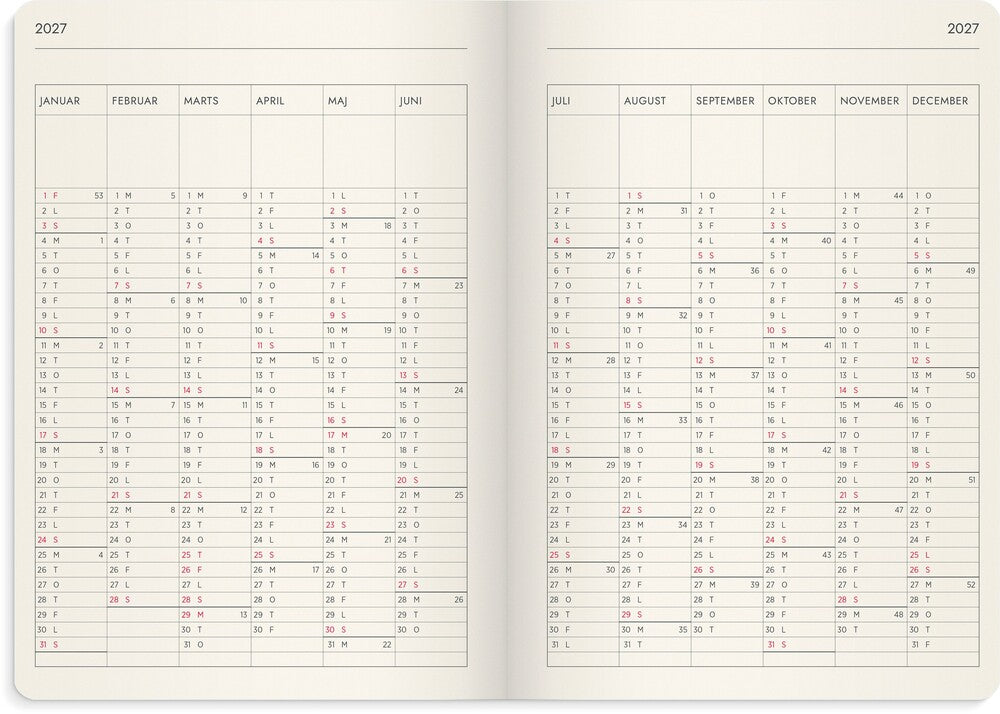 Ugekalender 2027 forma deluxe A5 brun Mayland højf.