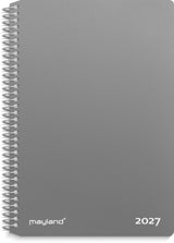 Spiralkalender 2027 uge grå Mayland tværformat 11,7 x 17,1cm