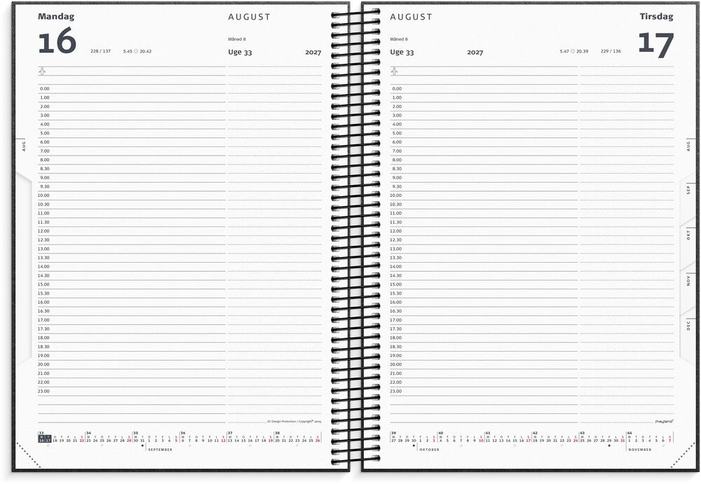 Timekalender 2027 dag fiberpap matsort Mayland 17 x 23,5 cm