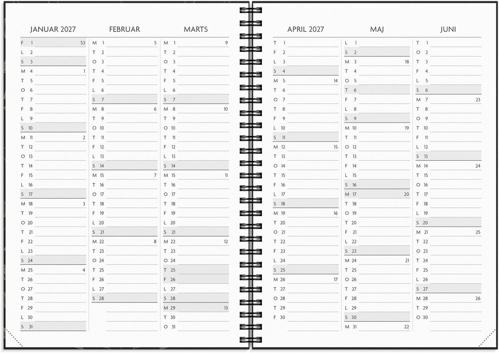 Ugekalender 2027 få det gjort A5 pp m/illu Mayland 14,8x21cm